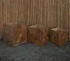 Product image 5 of the product “Wooden planter, cubic form made from teak root. Set of 3, in the size 70, 60 and 50 cm ”